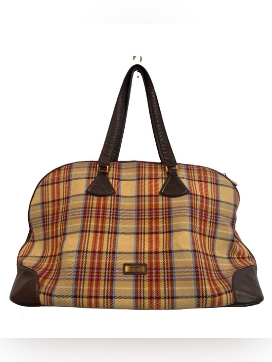 Tumi Handbags - Tumi Weekender Camel Plaid & Leather Overnight Bag Preppy Vintage